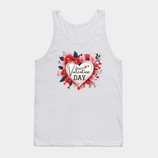 Blooms of Love: A Valentine's Embrace. 'Happy Valentine Day' whispers within an intricate heart. Perfect for heartfelt gifts Tank Top